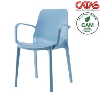 Chair with Armrests in Recycled Plastic - Ginevra Go Green | Scab