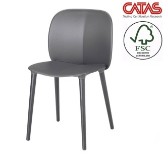 Chair in Recycled Plastic with Wooden Legs - Mentha Natural Go Green | Scab