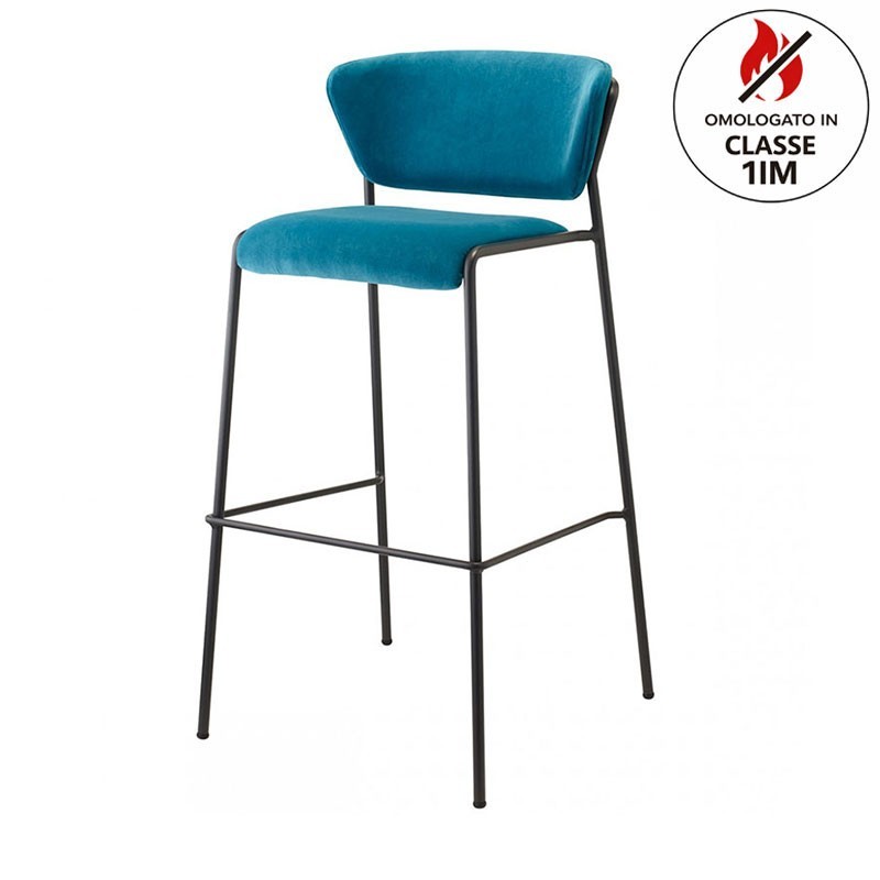 Upholstered Stool with Backrest for Kitchen Island - Lisa | Scab