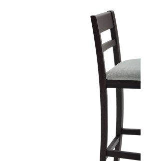 High Wooden Stool with Backrest and Cushion Seat - Corinne | Palma