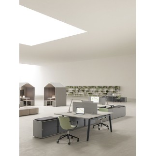 2-Seater Bench Desk with Storage Unit – E-Place