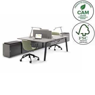 Scrivania Bench 2 Posti con Mobile Contenitore - E-Place | DVO