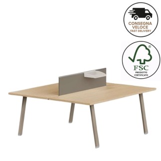 Bench 2 Posti con Pannello Divisorio e Vaschette - Atreo | Alea