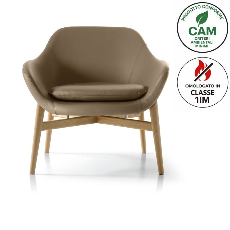 Poltrona lounge con gambe in legno - Manta | Quinti