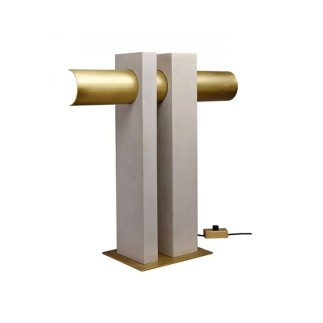 Concrete and Brass Table Lamp - Pi | DCW éditions