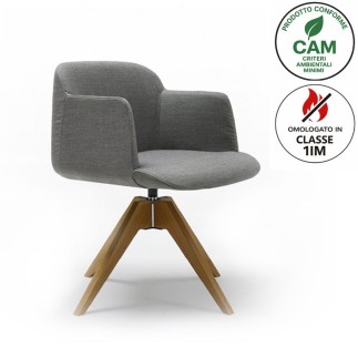Swivel chair with wooden base - Deep | Quinti