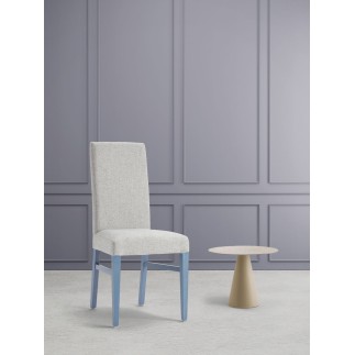 Wooden Chair with High Backrest and Cushion Seat in Fabric - Lady