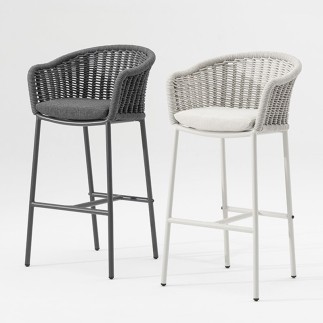 Outdoor Stool in Synthetic Rope - Lecce | Grattoni