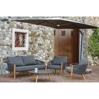 Outdoor Aluminum and Teak Coffee Table - Bahamas Teak | Grattoni