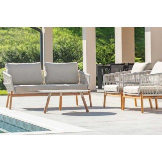 Outdoor Aluminum and Teak Coffee Table - Bahamas Teak | Grattoni