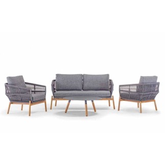 Outdoor Aluminum and Teak Coffee Table - Bahamas Teak | Grattoni