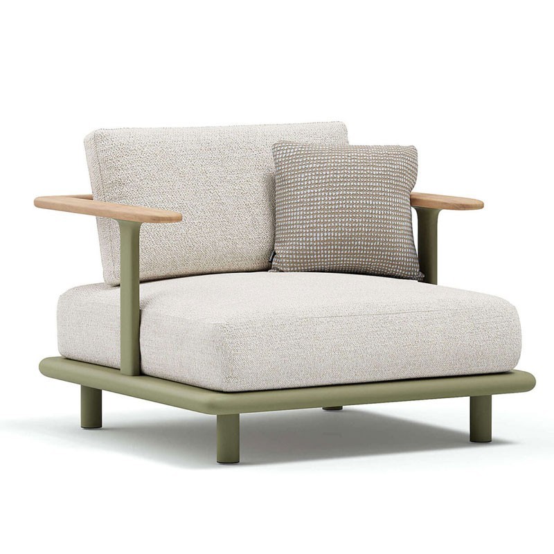 Poltrona in Tessuto e Braccioli in Teak - Bliss | Atmosphera