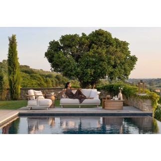 2/3-Seater Sofa in Fabric with Teak Armrests - Bliss