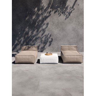 Padded Pouf in Water-Repellent Fabric - Deluxe