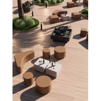 Outdoor Rounded Padded Ottoman - Tape | Spouf
