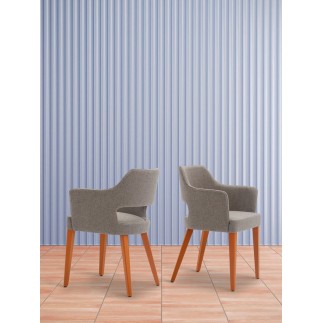 Wood Restaurant Chair with Backrest and Armrests - Emily