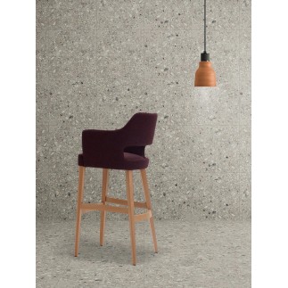 Velvet Bar Stool with Design Backrest - Emily