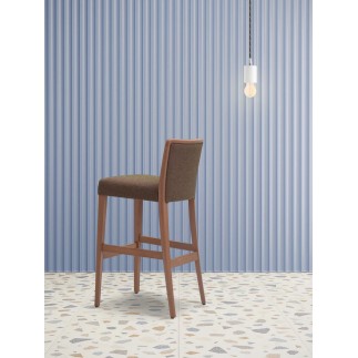 High Design Stool in Wood with Cushion Seat - Nob