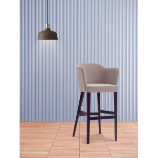Solid Wood Stool with Backrest - Truman