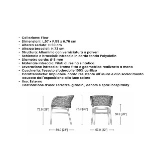 Sedia Imbottita con Corda Intrecciata - Flow | Isarreda