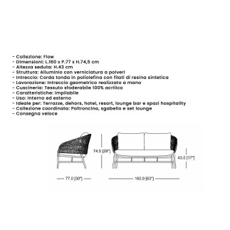2-Seater Outdoor Sofa – Flow | Isarreda