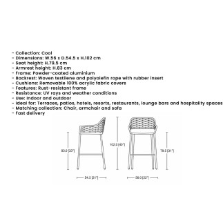 Sgabello da Bar in Corda - Cool | Isarreda
