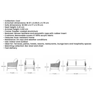 Salotto Completo da Esterno in Corda - Cool | Isarreda