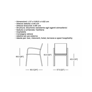 Textilene Chair with Armrests - Sunset | Isarreda