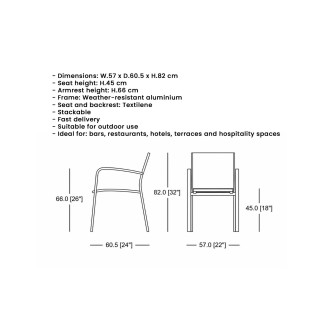 Textilene Chair with Armrests - Sunset | Isarreda
