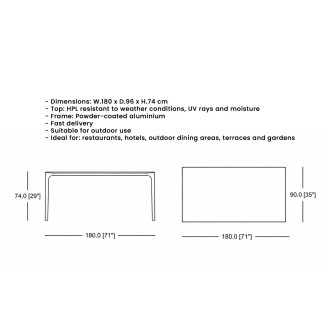 Dining Table with HPL Top - Paros | Isarreda