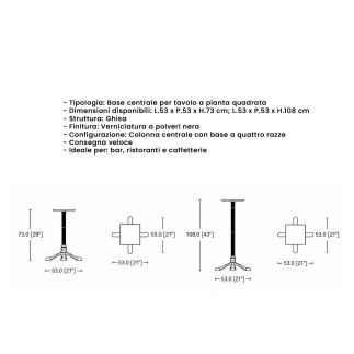 Base Tavolo con Pianta Quadrata - 811 | Isarreda