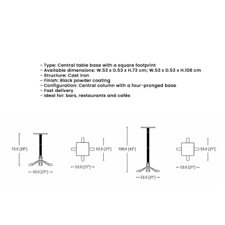 Base Tavolo con Pianta Quadrata - 811 | Isarreda