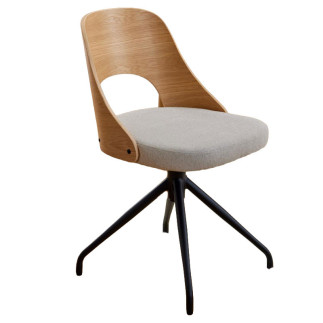 Swivel Chair with Wooden Backrest - Lucy | Isarreda