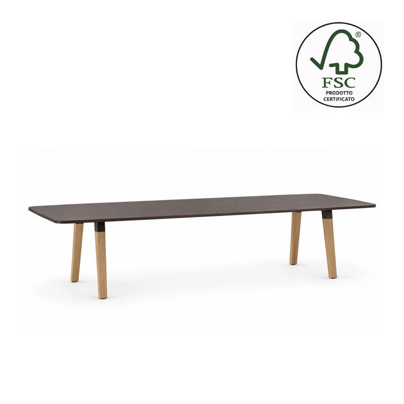 Meeting Table with Metal Legs and Wooden Inserts - Atreo Wood | Alea
