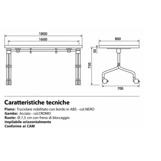 Tavolo Pieghevole con Ruote - Arno 5 | Leyform