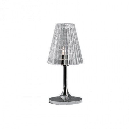 Flow table lamp in crystal and metal