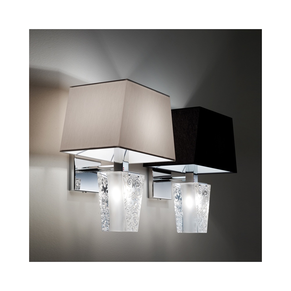 Wall Lamp in crystal and fabric - Vicky