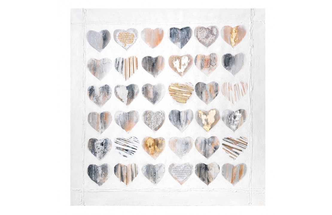 Hearts, acrylic painitng on canvas 100x100