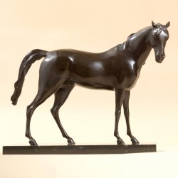 Saddleless Horse bronze and marble sculpture
