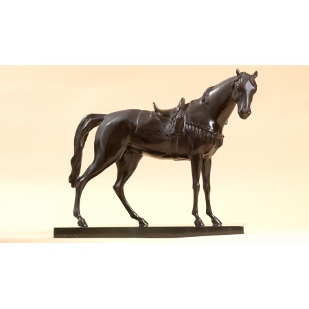 Statua in bronzo e marmo - Cavallo con Sella