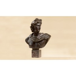 Statua in bronzo su marmo - Busto Apollo