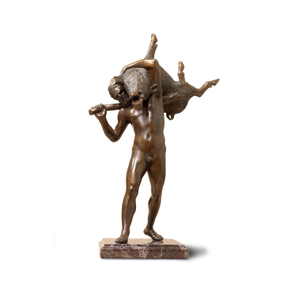 Hercules with wild Boar bronze and marble statue