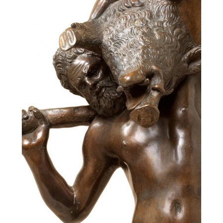 Statua in bronzo e marmo - Ercole con Cinghiale