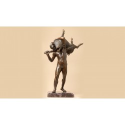 Statua in bronzo e marmo - Ercole con Cinghiale
