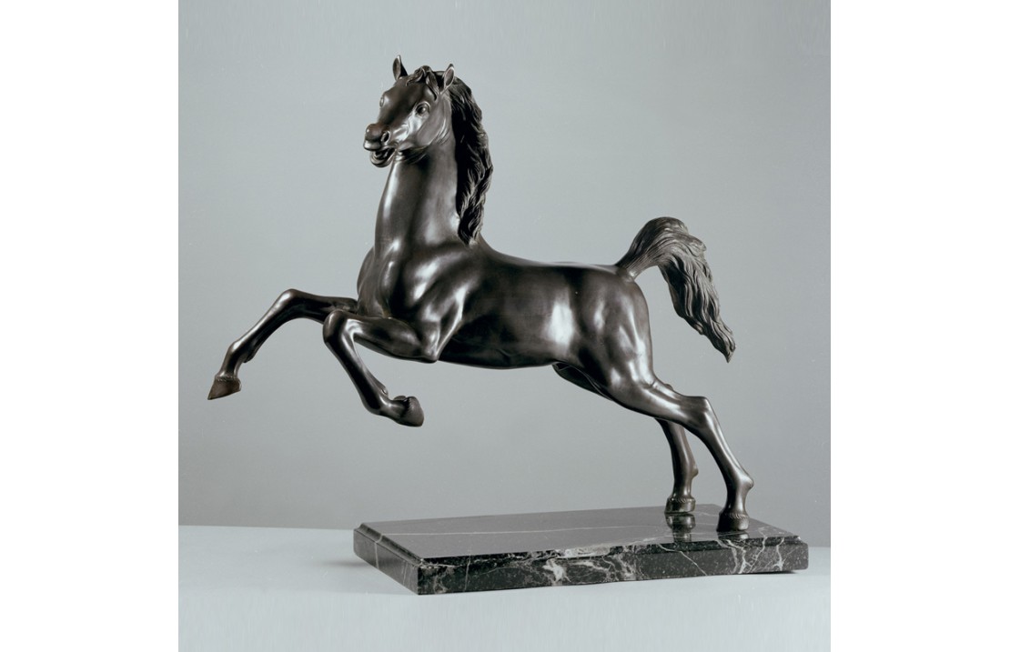 Rampant Horse bronze and marble sculpture
