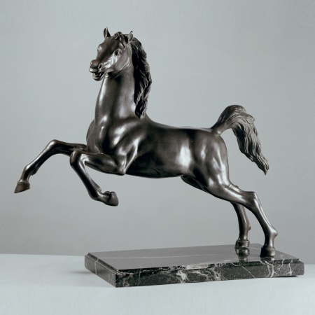 Scultura in bronzo e marmo - Cavallo Rampante
