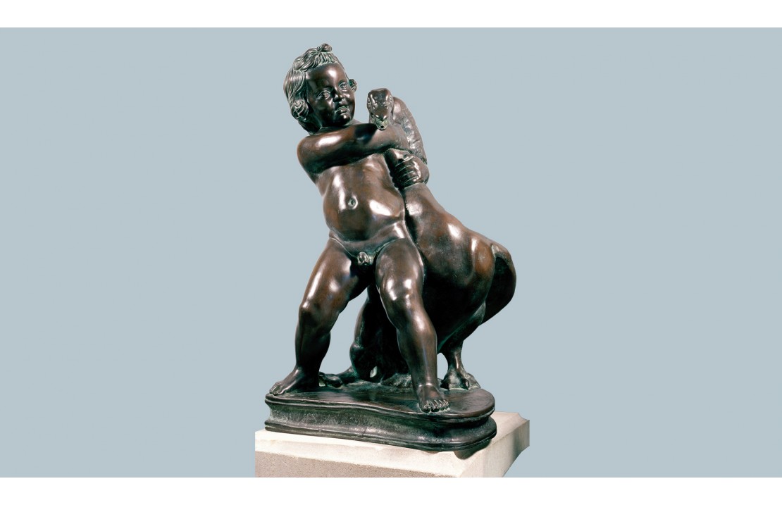 Statua in bronzo - Putto che strozza l'Oca