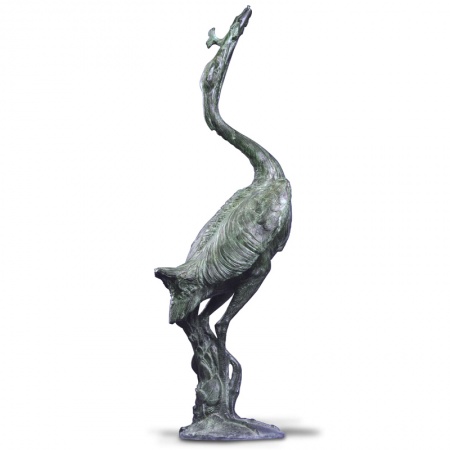 Statua in bronzo - Airone con pesce