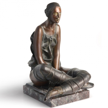 Statua in bronzo e marmo - Ballerina seduta