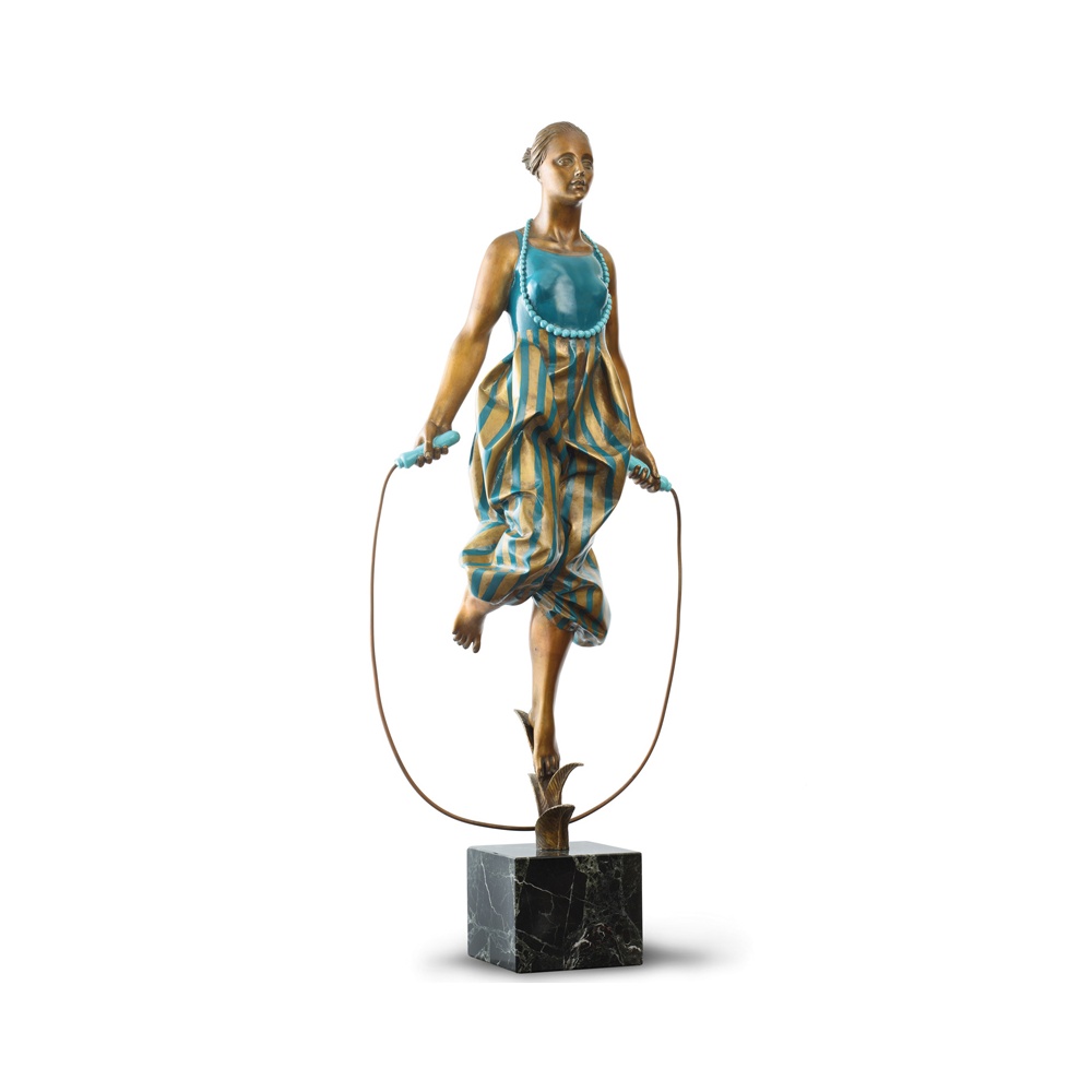 Statua in bronzo e marmo - Ballerina con corda
